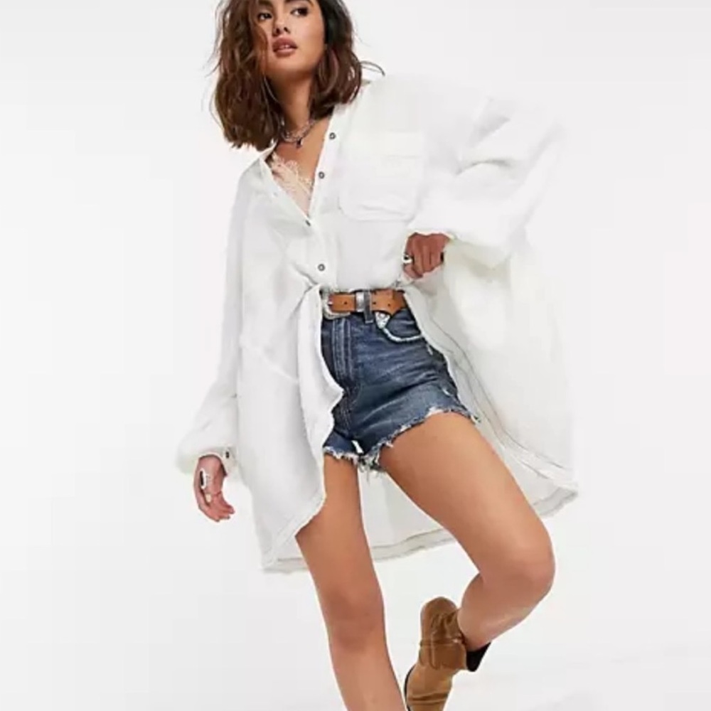 Free People Anaheim Ivory Button Down Top - Picture 3 of 7